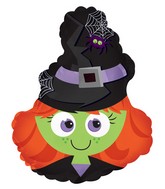 12" Airfill Only Foil Balloon Red Headed Witch