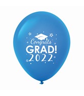 11" Congrats Grad 2022 Latex Balloons (25 Count) Blue