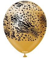 12'' Balloons Printed Mutant Safari Mirror Gold Kalisan (25 Per Bag)