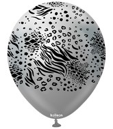 12" Balloons Printed Mutant Safari Mirror Silver Kalisan (25 Per Bag)