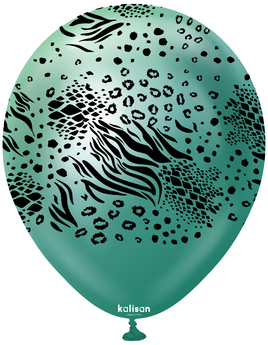 12" Balloons Printed Mutant Safari Mirror Green Kalisan (25 Per Bag)