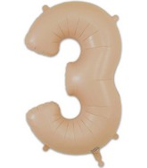 34" Number 3 Matte Nude Oaktree Foil Balloon