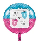 18" Little Man/Little Miss Gender Reveal Foil Balloon