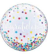 22" Round Congratulations Confetti Stars Bubble Balloon