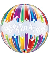 22" Round Congratulations Shooting Stars Bubble Balloon