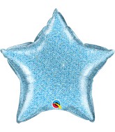 20" Star Glittergraphic Light Blue Foil Balloon