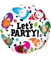 18" Round Let's Party Gnome Foil Balloon