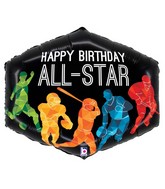 30" Foil Shape All-Star Sports Birthday Foil Balloon