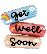 47" Foil Shape Cheerful Get Well Bandaids Foil Balloon