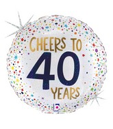 18" Foil Holographic Cheers to 40 Years Foil Balloon