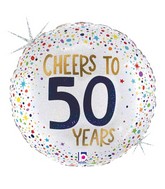 18" Foil Holographic Cheers to 50 Years Foil Balloon