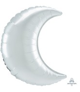 17" Airfill Only White Satin Crescent Foil Balloon