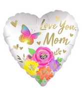 28" Jumbo Love You Mom Satin Floral Foil Balloon