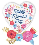 30" SuperShape Happy Mother's Day Artful Florals Foil Balloon