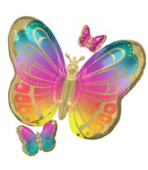 29" SuperShape Colorful Butterflies Foil Balloon
