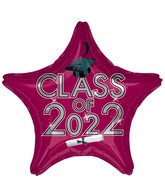 18" Graduation Class of 2022 - Berry Foil Balloon