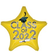 18" Graduation Class of 2022 - Yellow Foil Balloon