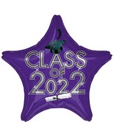 18" Graduation Class of 2022 - Purple Foil Balloon