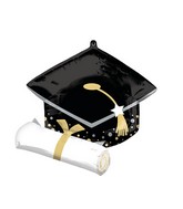 25" SuperShape Black Grad Cap & White Diploma Foil Balloon