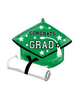 25" SuperShape School Colors Be True to Your School Grad - Green Foil Balloon