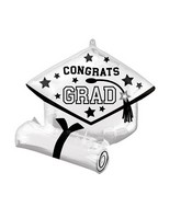 25" SuperShape School Colors Be True to Your School Grad - White Foil Balloon