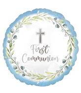 18" My First Communion Blue Foil Balloon