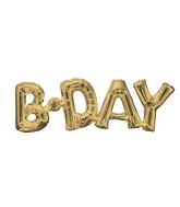 Airfill Only Block Phrase " BDAY" White Gold Foil Balloon