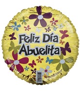 9" Airfill Only Feliz Dia Abuelita Foil Balloon