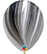 11" Black & White Super Agate Latex Balloons