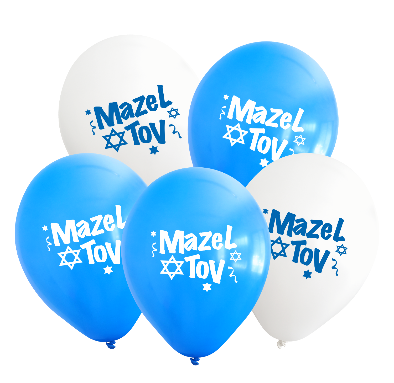 12" Mazel Tov Printed Assorted Standard Kalisan Latex Balloons (25 Per Bag)