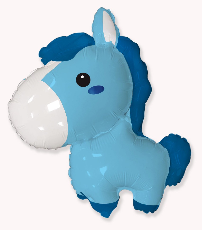 34" Blue Baby Horse Foil Balloon