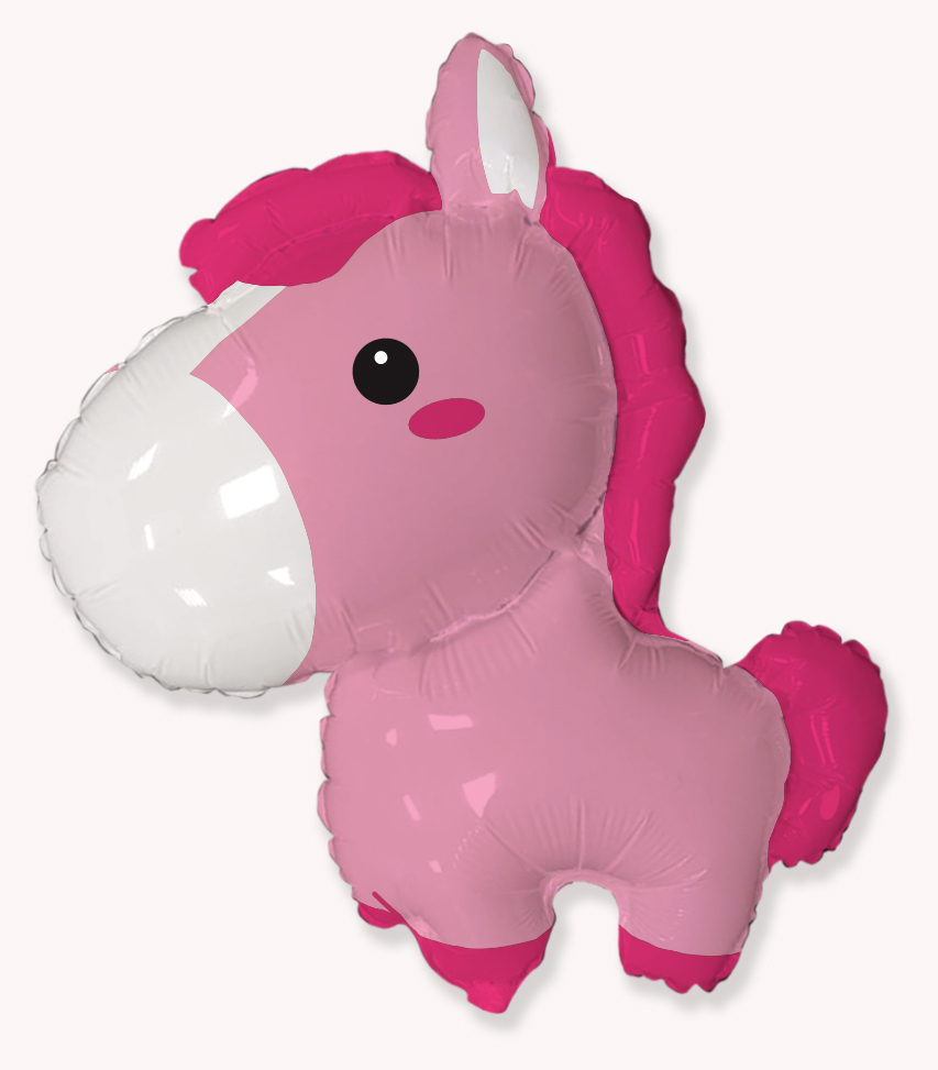 34" Pink Baby Horse Foil Balloon