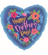 17" Happy Mother's Day Blue Garden Foil Balloon