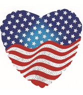 9" Airfill Only Stars & Stripes Heart Foil Balloon