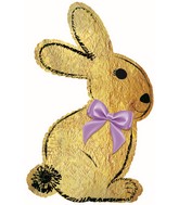 12" Airfill Only Gold Bunny Wrapper Foil Balloon