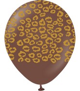 12" Safari Leopard Printed Chocolate Brown Retro Kalisan Latex Balloons (25 Per Bag)