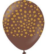 12" Safari Cheetah Printed Chocolate Brown Retro Kalisan Latex Balloons (25 Per Bag)
