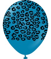 12" Safari Leopard Printed Deep Blue Retro Kalisan Latex Balloons (25 Per Bag)