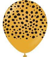 12" Safari Cheetah Printed Mustard Retro Kalisan Latex Balloons (25 Per Bag)
