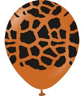 12" Safari Giraffe Printed Rust Orange Retro Kalisan Latex Balloons (25 Per Bag)