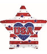 9" Airfill Only Usa-Red, White & Blue Foil Balloon