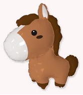 34" Brown Baby Horse Foil Balloon