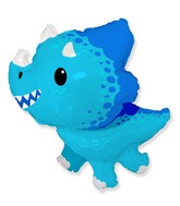 34" Blue Baby Triceratops Foil Balloon