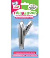 16" Silver Letter Tsadik Sofi Hebrew Air Filled Foil Balloon