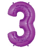 40" Large Number Balloon 3 Purple