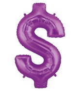 40" Megaloon Dollar Sign Purple $ Balloon