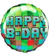 18" Pixel Party Happy Birthday Balloon