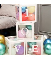 12" White Stuffing Balloon Box (4 pcs) Use with/without sticker "Love"
