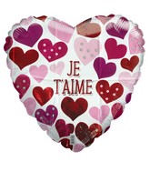 18" Je Taime Love Hearts Foil Balloon
