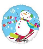 18" Happy Holiday Snowman Foil Balloon